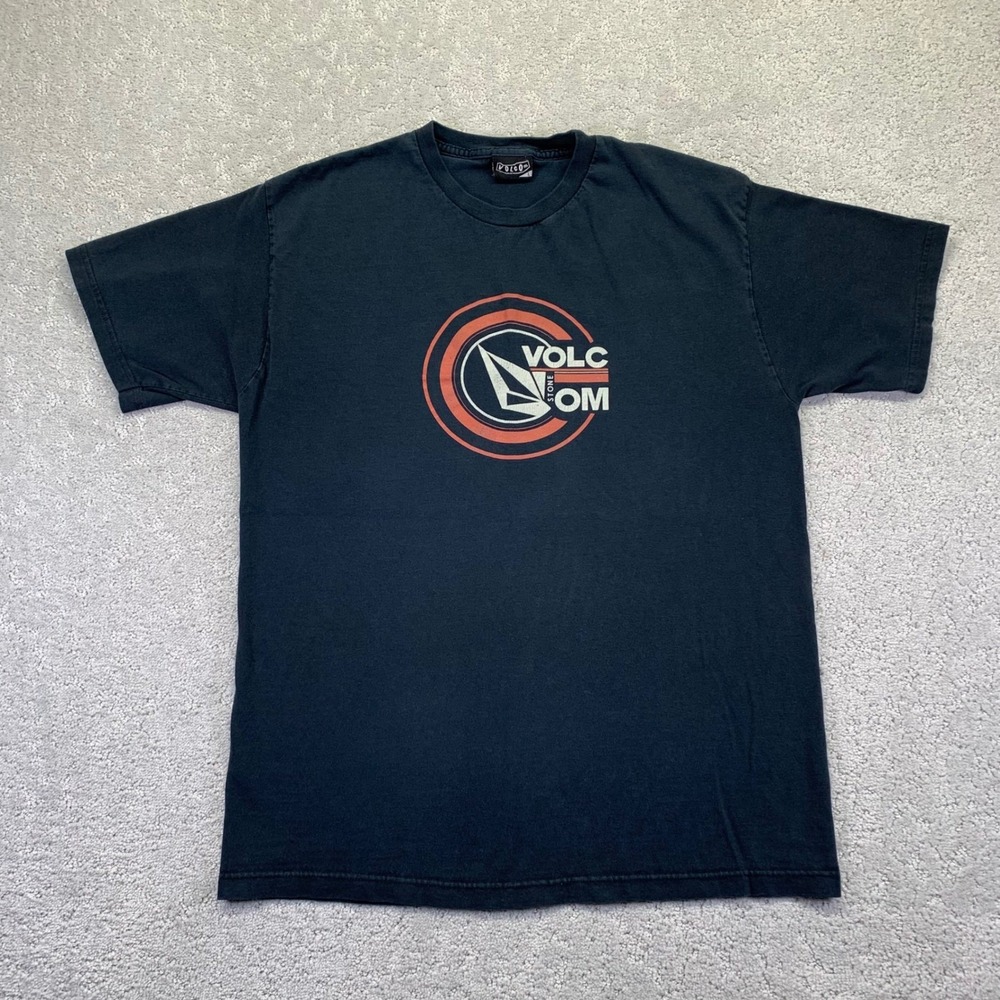 Y2k Volcom Mens T Shirt Size Large Black Short Sleeve‎ Graphic Tee Skate Surf